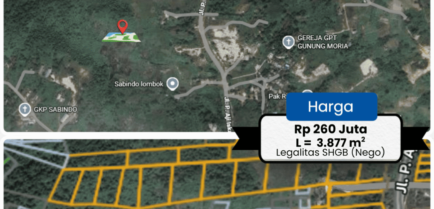 DIJUAL TANAH Jl. P. AJI ISKANDAR (BELAKANG PEMANCINGAN) – TARAKAN – KALTARA