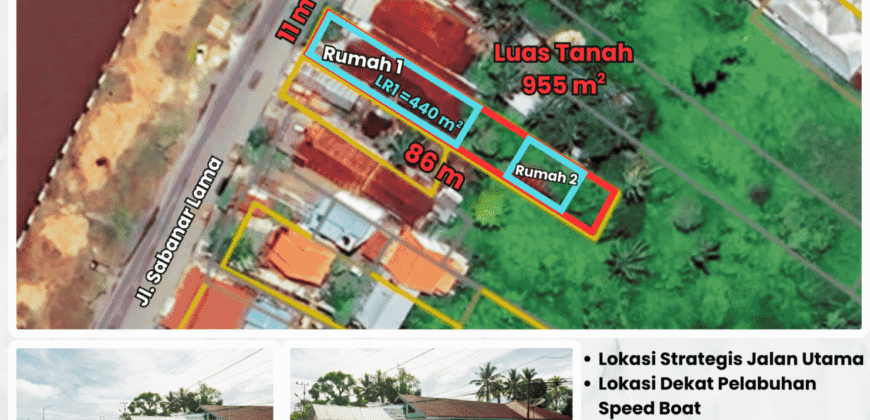 DIJUAL 2 RUMAH Jl. SABANAR LAMA (PINGGIR JALAN) – BULUNGAN – KALTARA