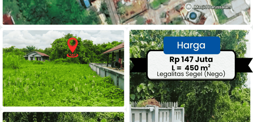 DIJUAL TANAH Jl. GELATIK GG. MURAI (DEKAT MASJID DARUSSALAM) – BULUNGAN – KALTARA