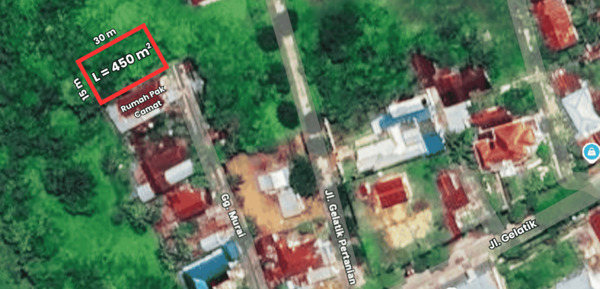 DIJUAL TANAH Jl. GELATIK GG. MURAI (DEKAT MASJID DARUSSALAM) – BULUNGAN – KALTARA