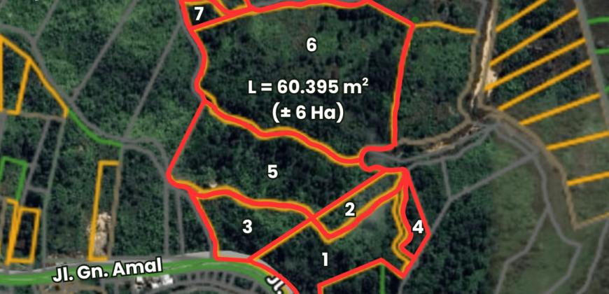 DIJUAL TANAH (± 6 HA) Jl. GN. AMAL (KAMPUNG ENAM)- TARAKAN – KALTARA